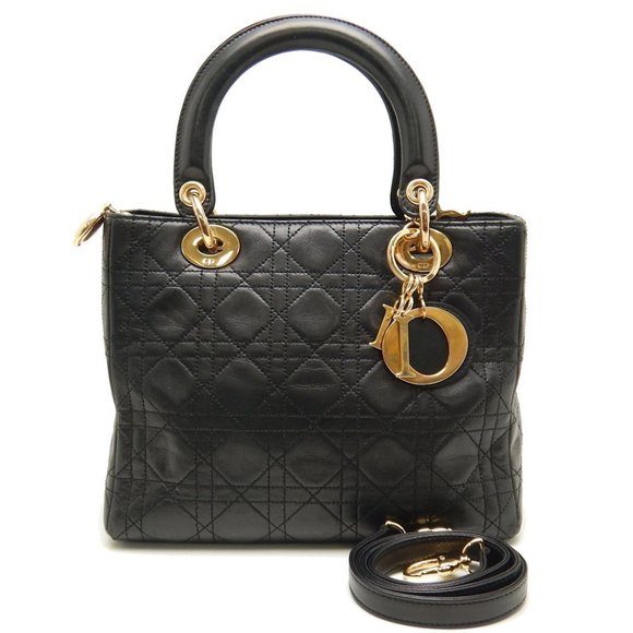 Christian Dior Lady Dior Handbag Lambskin Black - Picture 1 of 8